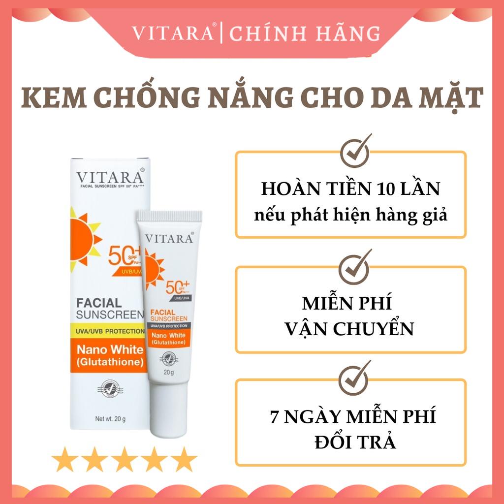 Kem chống nắng Vitara Facial Sunscreen SPF50 PA++, chống nước, làm trắng da, ngăn ngừa cho nám, tàn nhang 20g