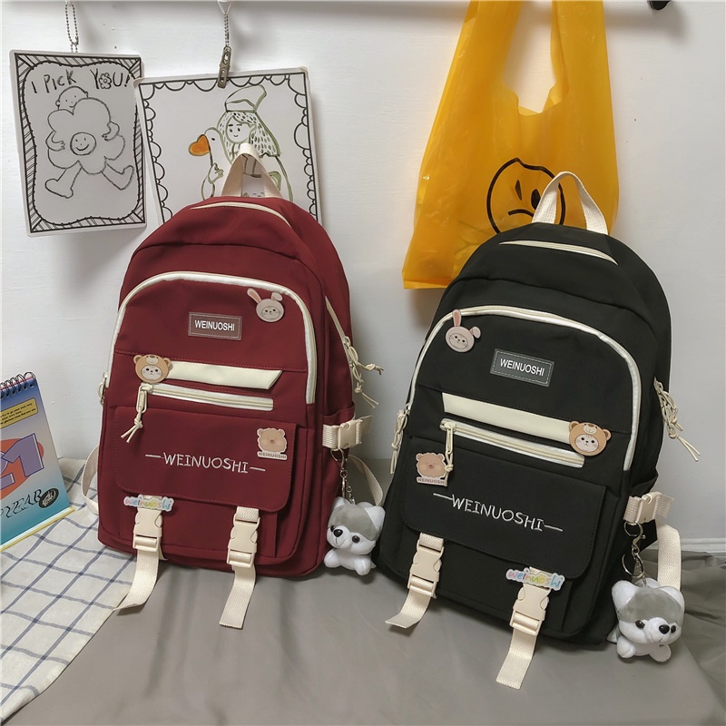 Ba lô đi học Prettyzys 14 inch thời trang phong cách Hàn Quốc 2021 cho nữ