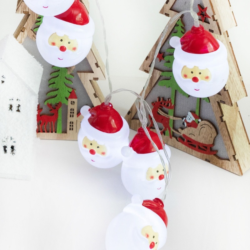 Dây Đèn LED 10 Bóng Hình Ông Già Noel Trang Trí Giáng Sinh