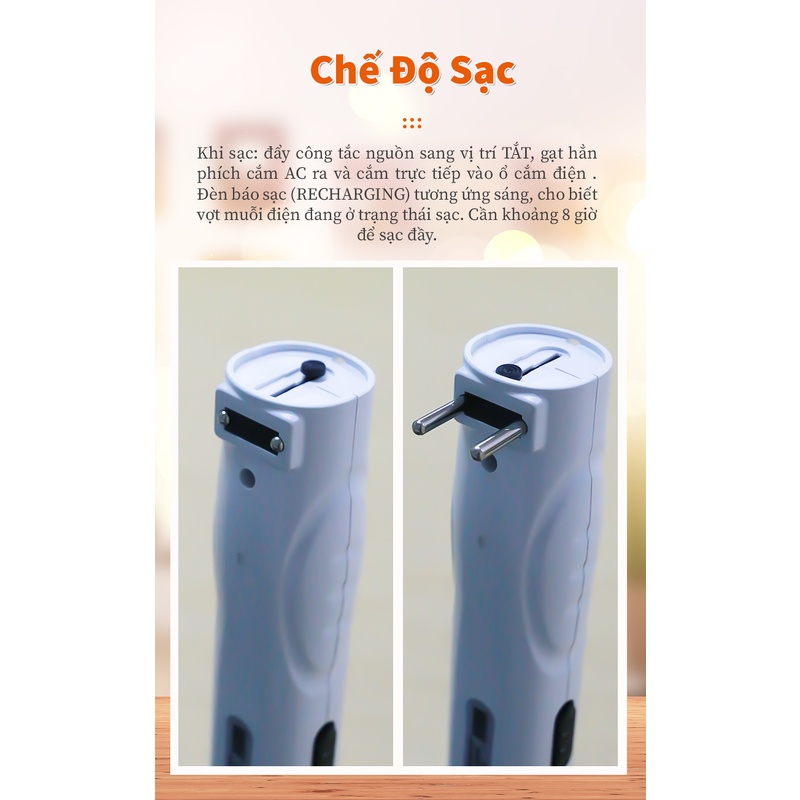 Vợt bắt muỗi STUKI FM-201 đa năng chống mũi, đèn LED chiếu sáng, sạc điện nhanh, bảo hành 1 tháng