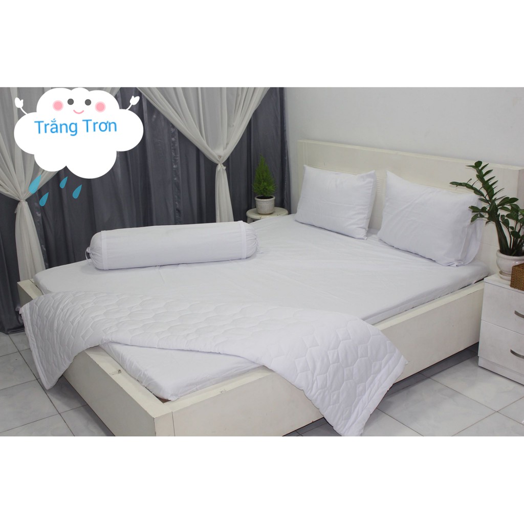 Bộ Drap Gối KHA LY -  Trắng Trơn 1m6x2m