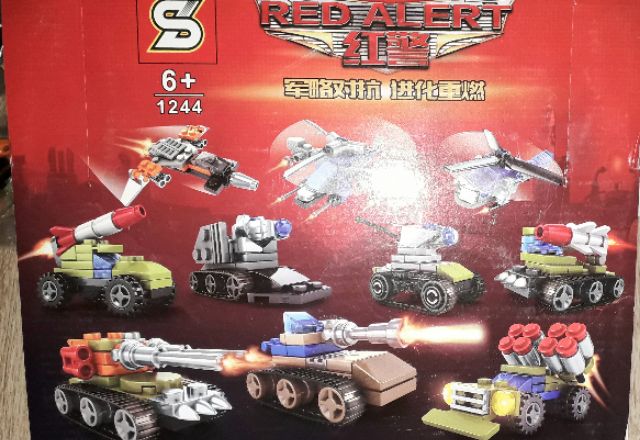 Sét 10 hộp lắp ráp Lego_Báo Động đỏ 1244 có 10 xe và máy bay các loại bằng nhựa ABS