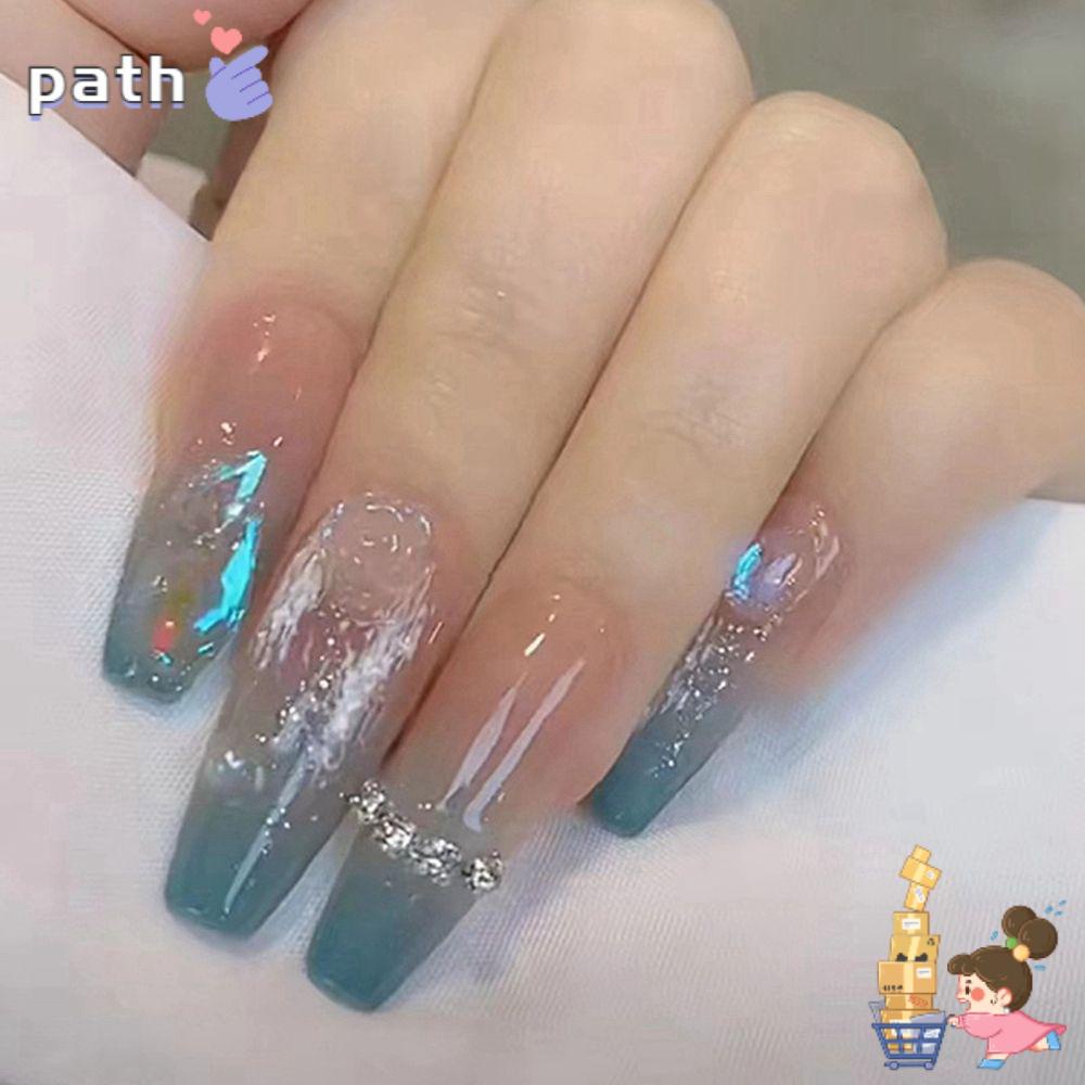 ♪PATH♪ 24pcs/Box Ballerina Wearable Detachable Nail Tips|Coffin False Nails Artificial Manicure Tool Press On Nails Full Cover French Fake Nails