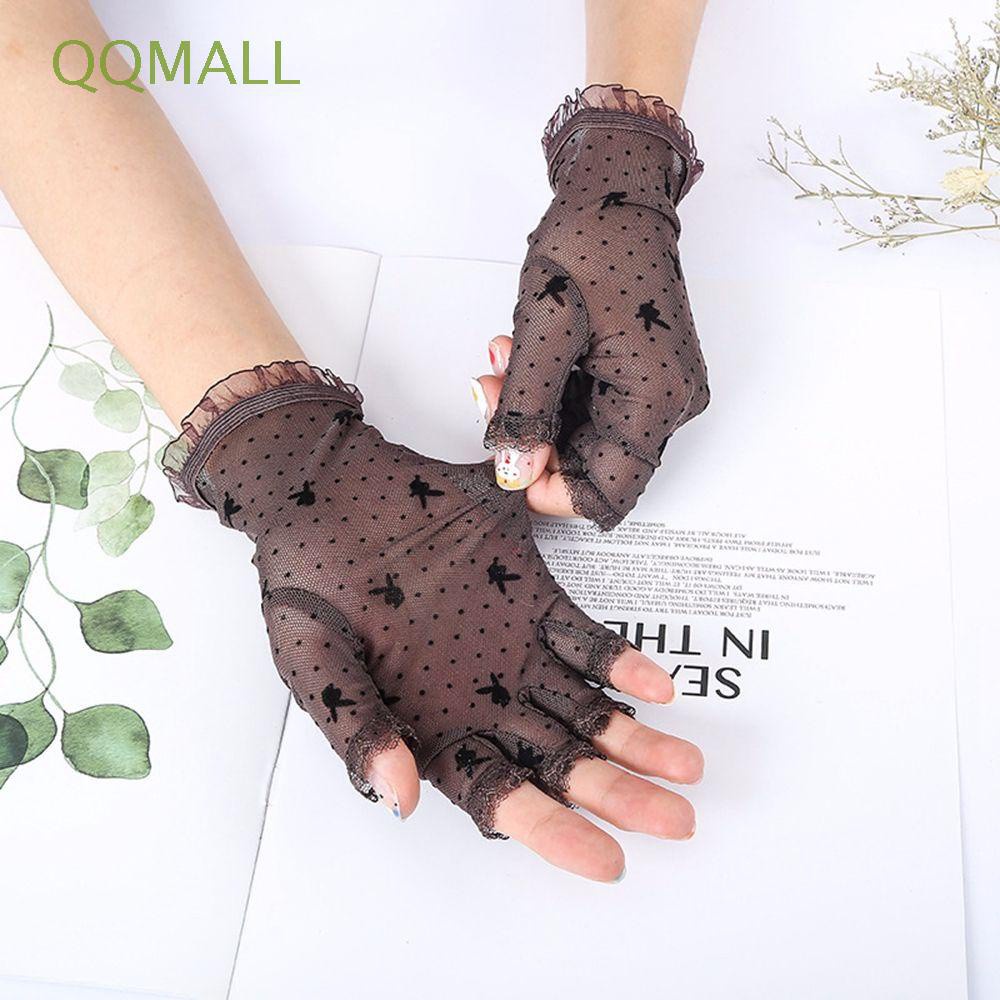 Găng Tay Hở Ngón Phối Ren Họa Tiết Chấm Bi Nhiều Màu Sắc Phong Cách Gothic Cổ Điển Thời Trang Mùa Hè