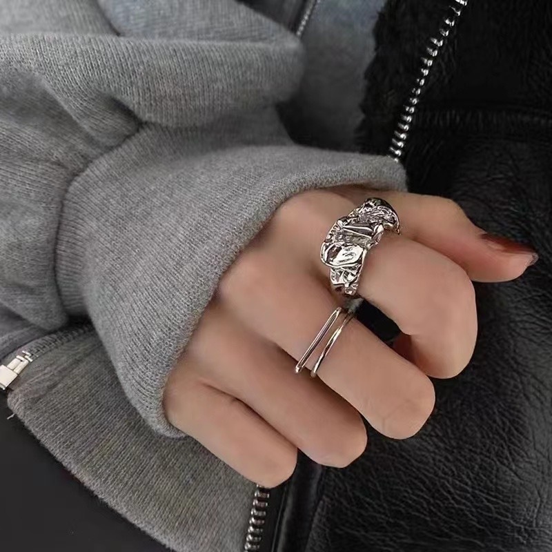 Nhẫn Hở Xếp Ly Phong Cách Harajuku Cá Tính Thời Trang Cho Nữ