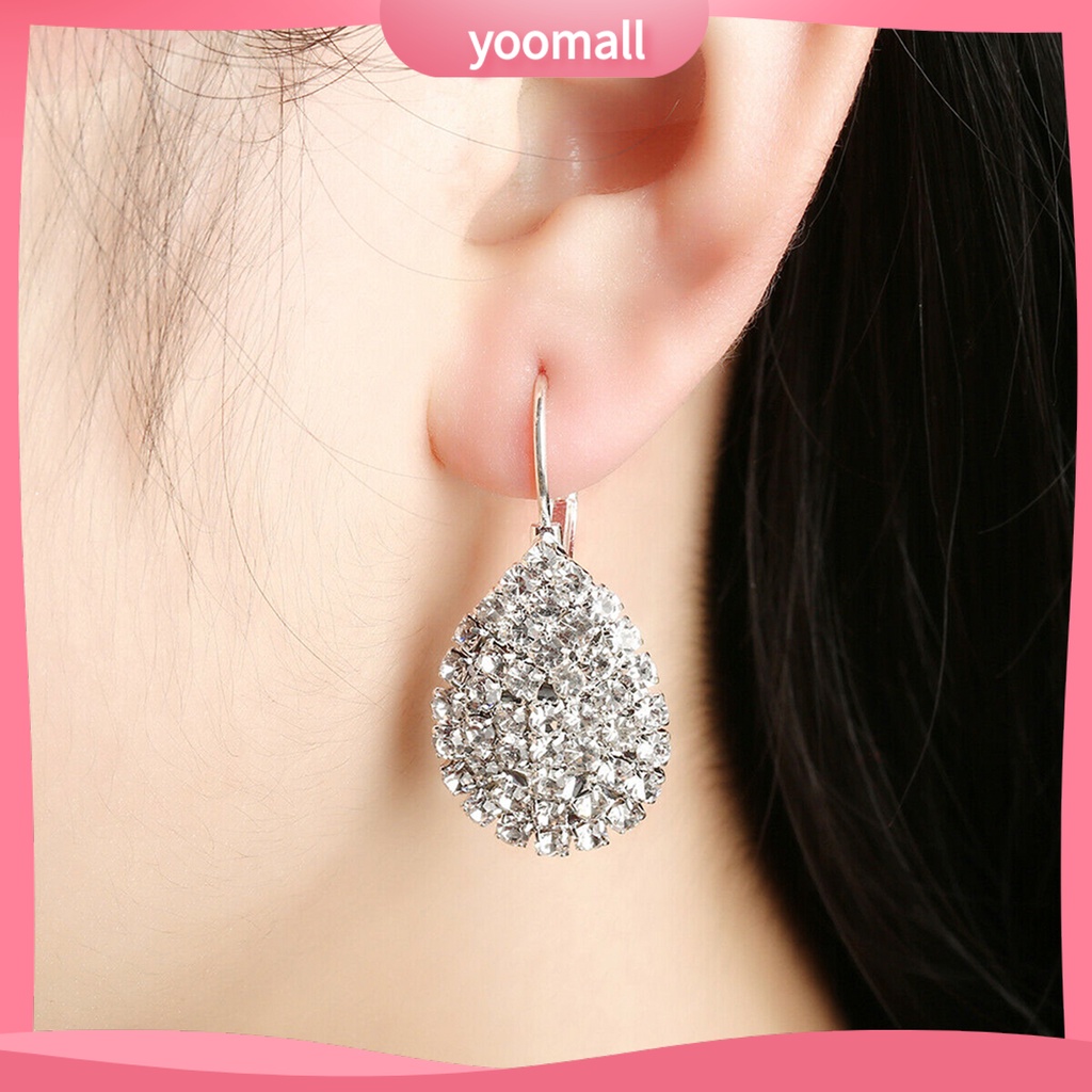 Khuyên tai đính đá hình giọt nước thời trang thanh lịch dành cho nữ