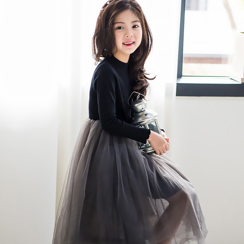 Đầm Công Chúa Màu Đen Phối Ren Xinh Xắn Thời Trang Dành Cho Bé Gái