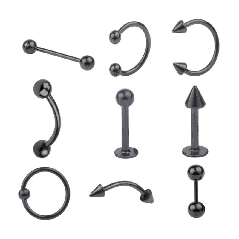 Set 9 Khuyên tai, môi, mũi, rốn Thép Titan 316L Không Rỉ - Bim's House