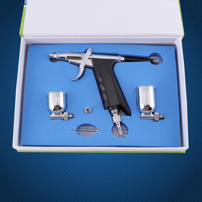 RRIAN  Multi-Purpose 2 Cups Side Feed Spray Trigger Airbrush for Art Painting 166
