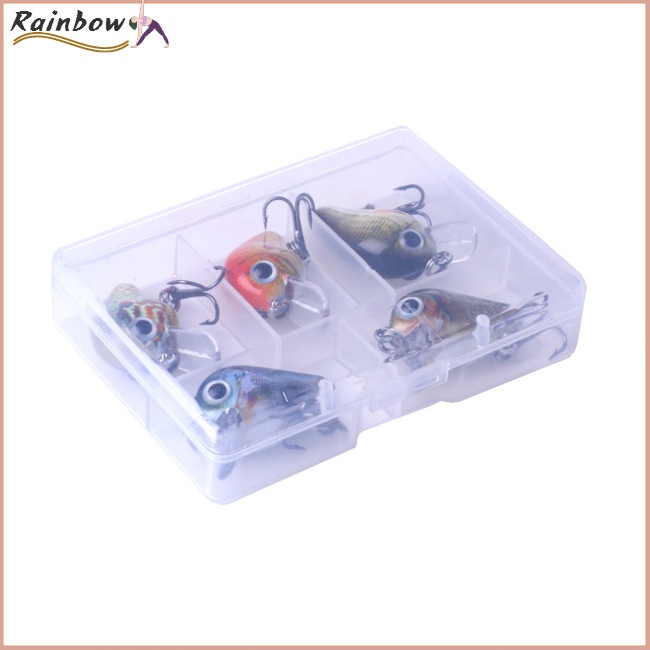 Set 5 Mồi Giả Nhử Cá Mini 2.7CM 1.5g Bằng Nhựa Kèm Hộp Đựng