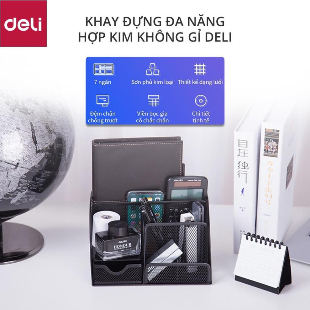 Giá sắt đựng tài liệu văn phòng để bàn Deli - màu đen - 9200 [Deli]