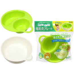 Bát ăn dặm chia ngăn 2in1 Inomata cho bé ăn dặm (xanh)