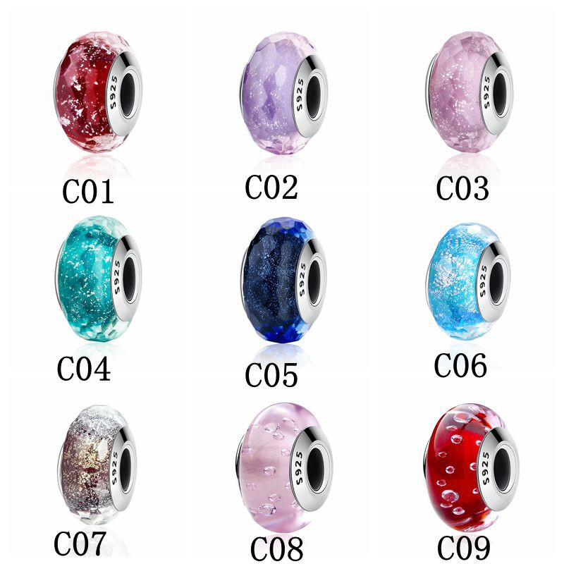 Hạt Charm Bạc 925 Bamoer SCZ03 Thủy Tinh Cho Vòng Tay DIY