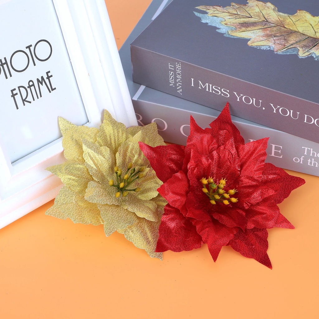 Set 5 bông hoa nhân tạo trang trí Giáng sinh/nội thất/khách sạn/năm mới