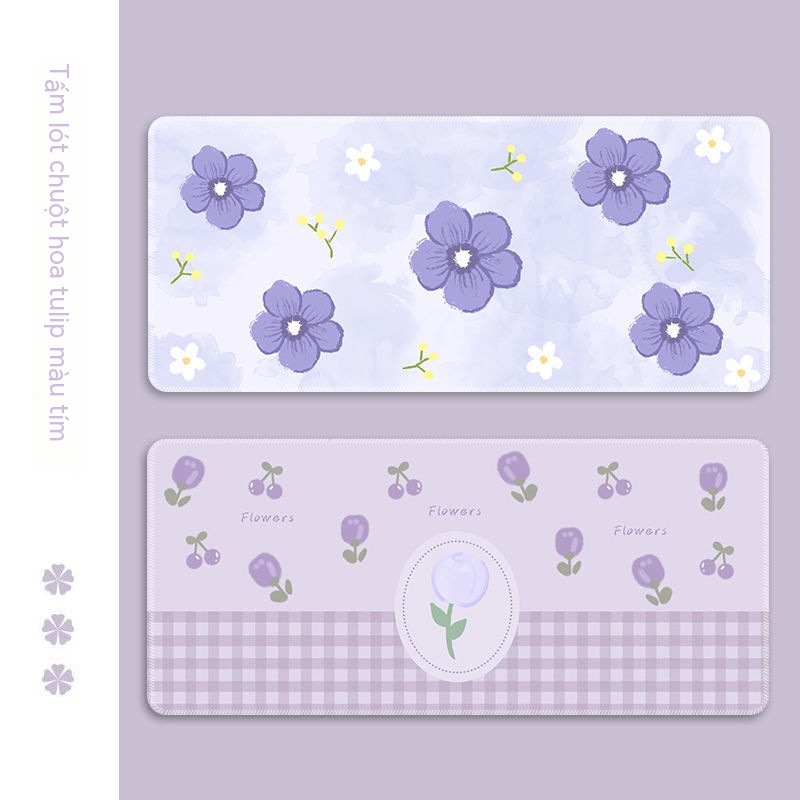 Thảm Lót Chuột Máy Tính Mềm Mại Hình Hoa Tulip Màu Tím Cỡ Lớn