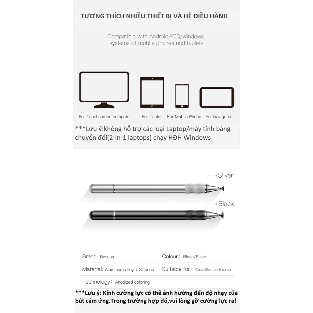 Bút cảm ứng 2 trong 1 Baseus Household Pen ACPCL-01