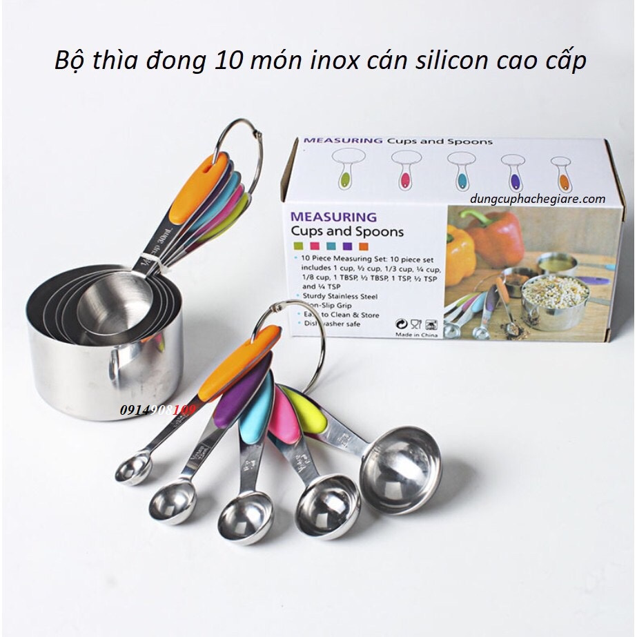 Bộ thìa đong inox cao cấp 10 món