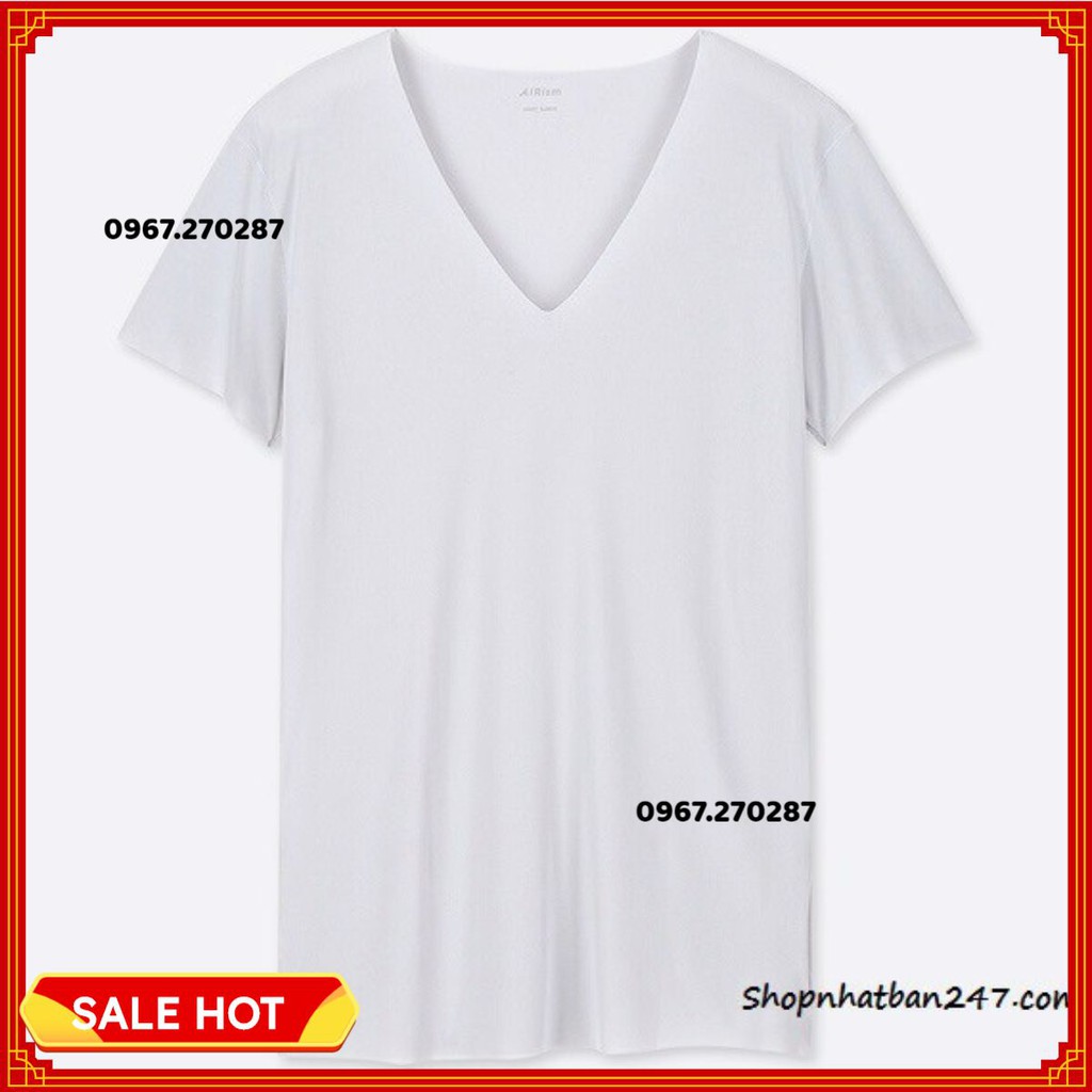 Áo làm mát cho Nam Airism Uni Qlo 414061 Cổ tim cộc tay mẫu mới 2019 - Chuyên sỉ