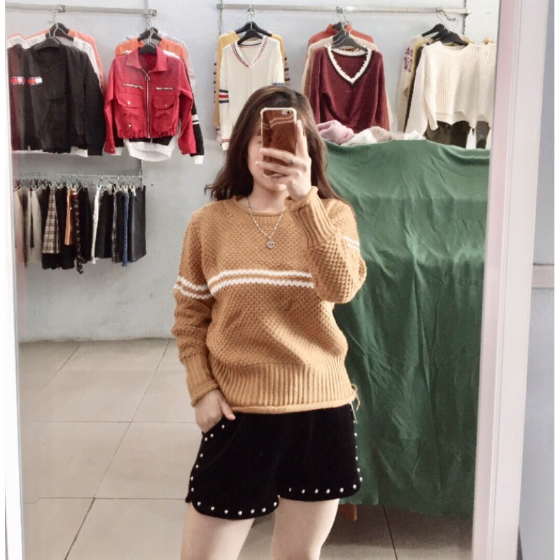Áo len kẻ ngang (Ảnh thật +video tại shop)