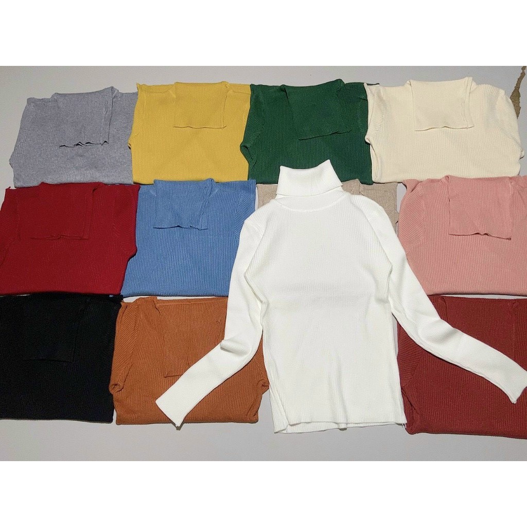 Áo Len Tăm Cổ Lọ Dài Tay Nhiều Màu Bassic | BigBuy360 - bigbuy360.vn