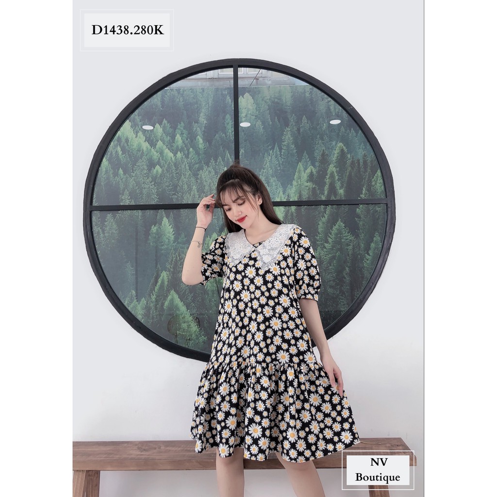 Đầm Nữ NHẬT VY Hoa Cúc Chất Lụa Đi Chơi Dáng Suông Màu Đen, Mint, Xanh Biển - D1438 | BigBuy360 - bigbuy360.vn