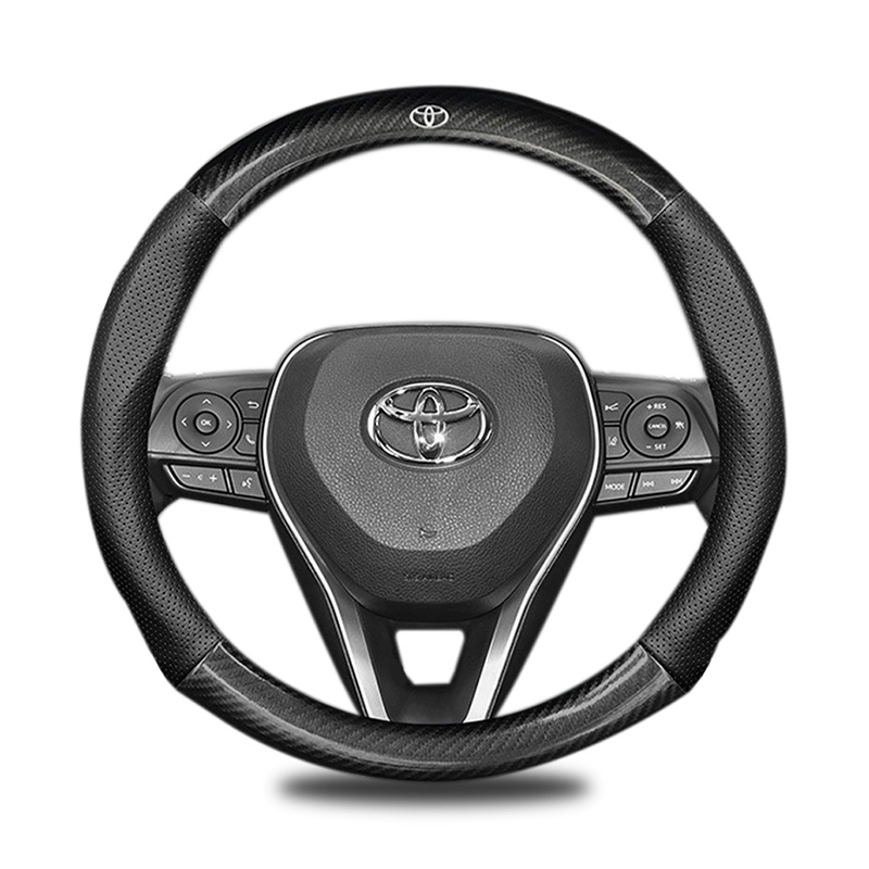 Vỏ Bọc Vô Lăng Bằng Sợi Carbon Cao Cấp Cho Xe Hơi Toyota Avanza Rush Kijiang Innova Calya Razie Yaris Corolla