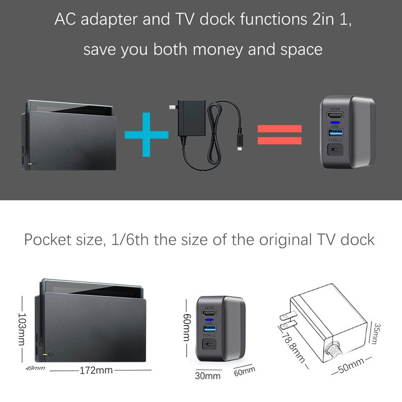 Dock Sạc Chuyển Đổi Hdmi Tv Cho Nintendo Switch Pc Type C