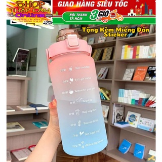 Bình Đựng Nước 2L Dễ Thương Có Vạch Báo Giờ Uống Nước