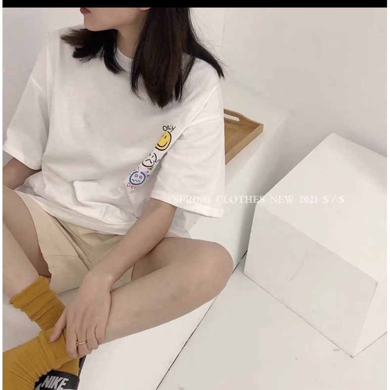 Áo phông 3 mặt cười xếp dọc TH6