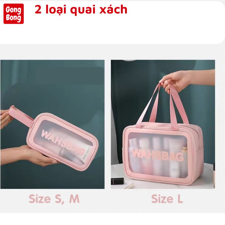 Túi đựng mỹ phẩm du lịch Washbag có quai cốp chống thấm nước đựng đồ trang điểm cá nhân đồ bơi chất trong suốt cao cấp