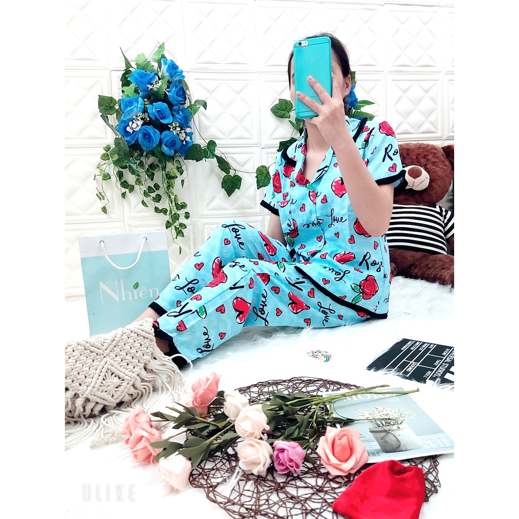 BỘ PIJAMA LỤA BÈO TAY NGẮN QUẦN DÀI MS04 | BigBuy360 - bigbuy360.vn