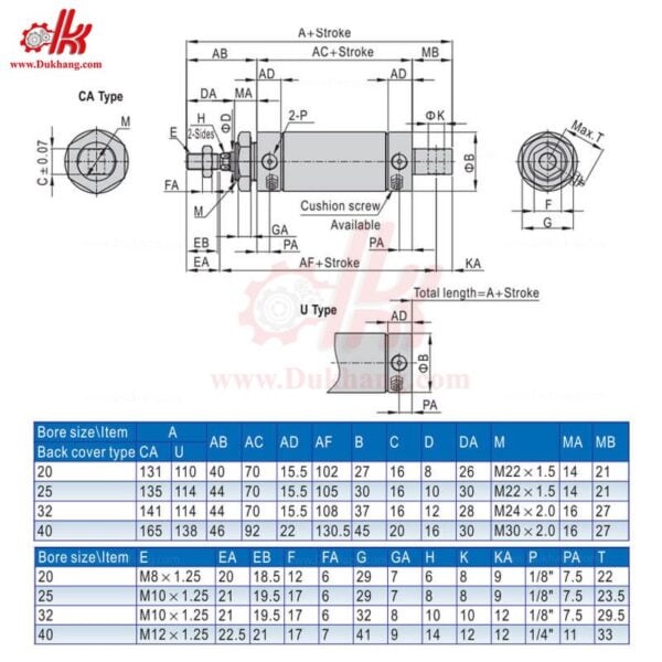 Xy lanh khí nén tròn MAL 32
