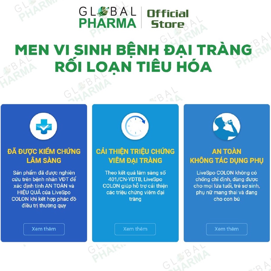 Men vi sinh LiveSpo Colon 3 tỷ bào tử lợi khuẩn - giảm viêm đại tràng, táo bón, tiêu chảy(H 10ống)