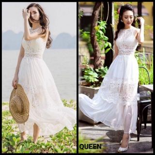 Váy maxi phối ren - hàng thiết kế cao cấp