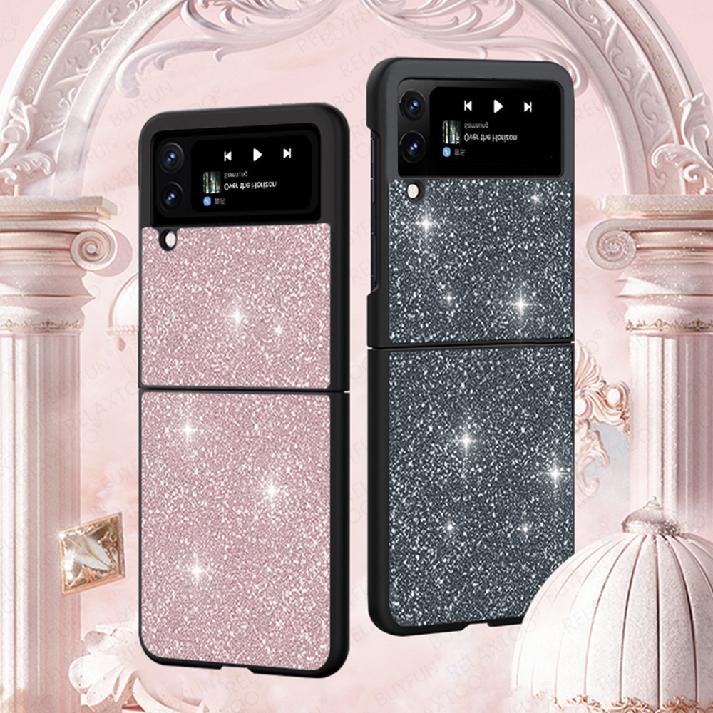 Ốp điện thoại pc cứng lấp lánh sang trọng cho samsung galaxy z flip3 flip 3 5g z3