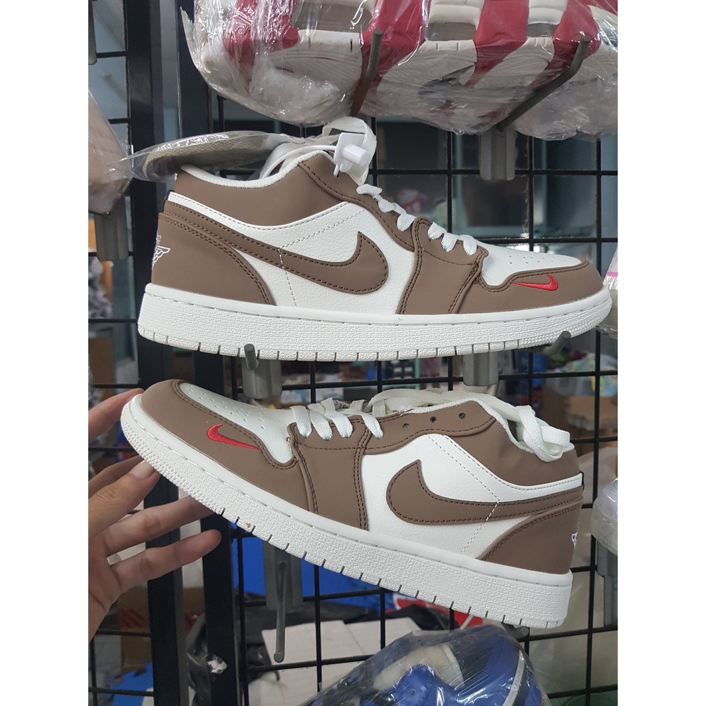 Giầy Thể Thao JorDan Trung R1:1 Nâu Trắng [ Full Box ] Nam, Nữ - Sneaker JD Cao Cấp