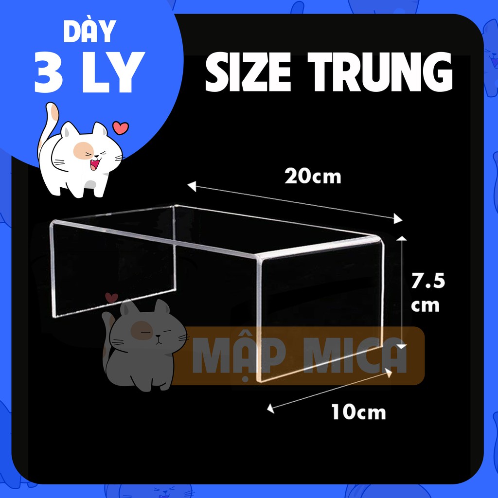 Kệ Mica TRONG SUỐT Chữ U - TRUNG - Dày 3 Ly