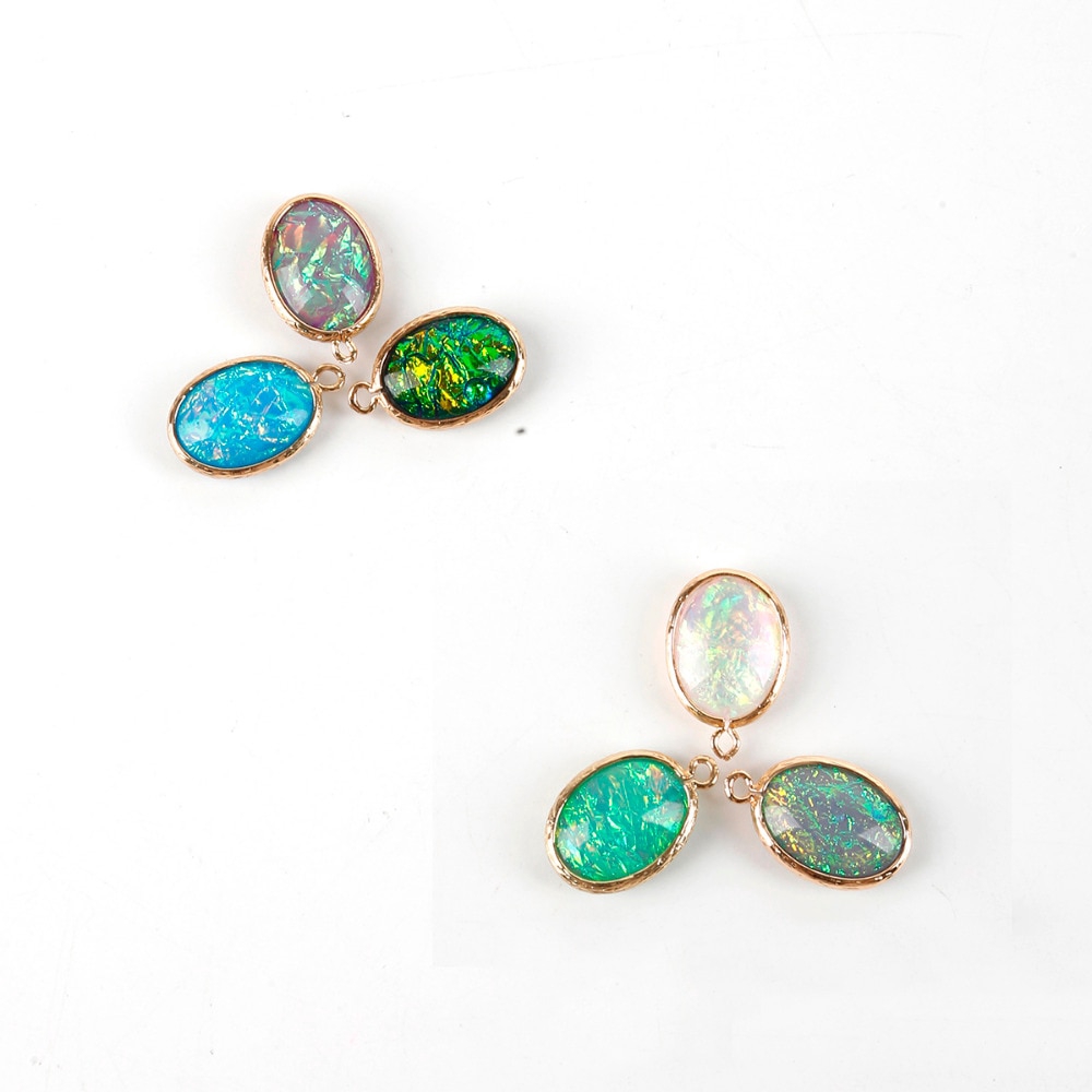 Mặt charm hình oval bằng resin mạ đồng làm trang sức diy