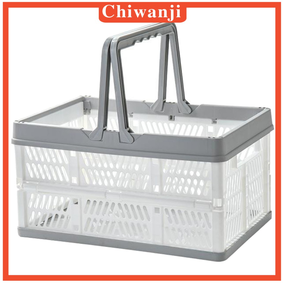 Giỏ đựng đồ tạp hóa bằng nhựa trên xe ô tô màu vàng và xanh da trời