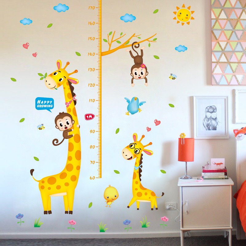 Decal dán tường đo chiều cao hươu mới