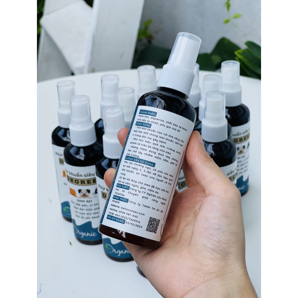 Xịt khử mùi hôi chó mèo thú cưng cát vệ sinh khử khuẩn hữu cơn siêu Nano Dkgreen