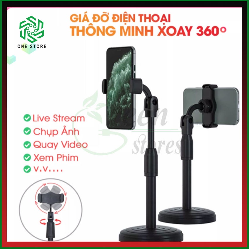 Giá Đỡ Điện Thoại - Kệ Cài Điện Thoại livestream xem video Ổn Định Xoay 360 Độ dùng để Quay Phim Ghi Hình Đa Dụng0 - Vin