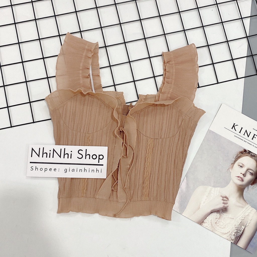 Áo hai dây đũi đan bụng dáng ngắn croptop viền bèo AS1432 - NhiNhi Shop | BigBuy360 - bigbuy360.vn