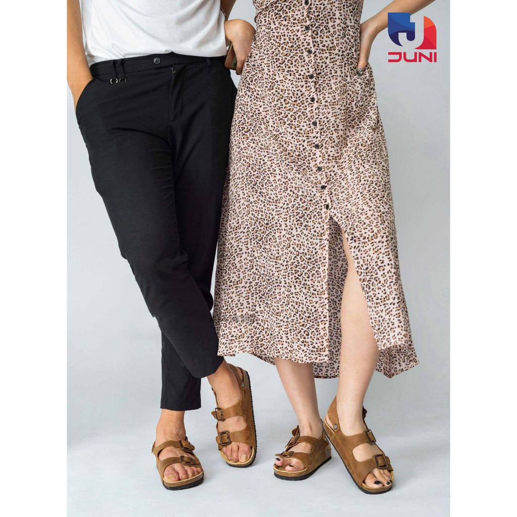 [DA BÒ THẬT] D02-Dép Sandal da bò quai ngang Birken Bioline Unisex (Đế trấu) – Juni Store
