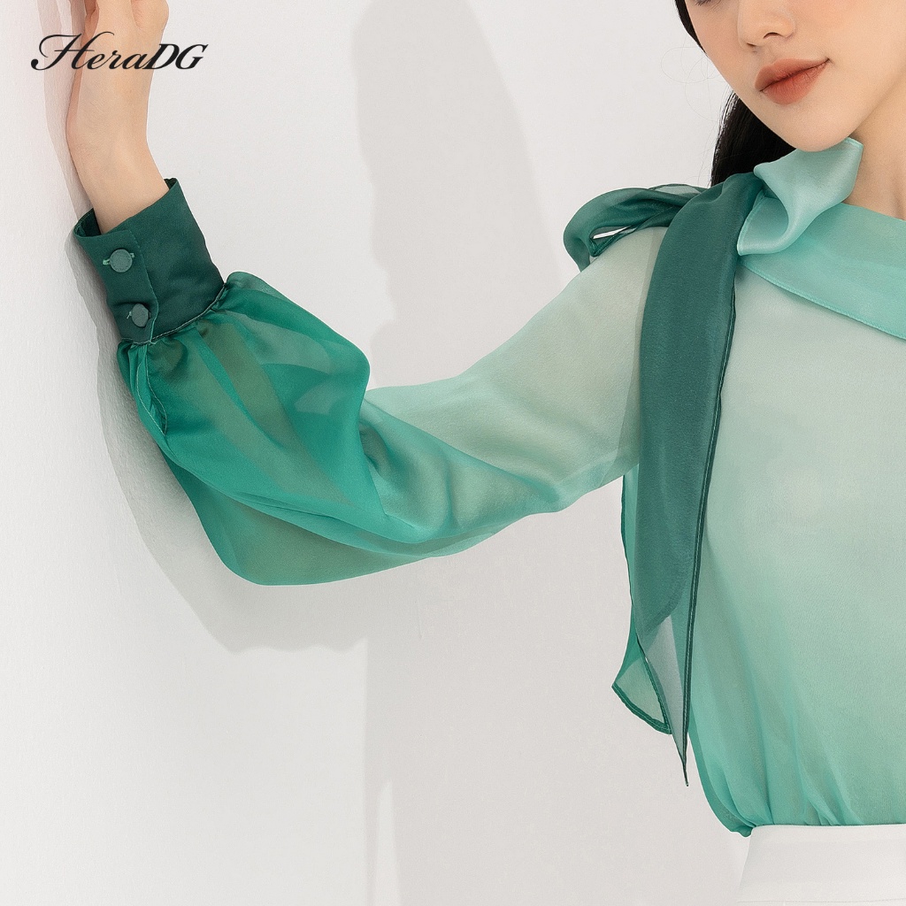 Áo sơ mi lệch vai HeraDG thiết kế thắt lơ một bên, chất liệu vải thơ cao cấp mềm mịn, thoáng mát STBB1005A