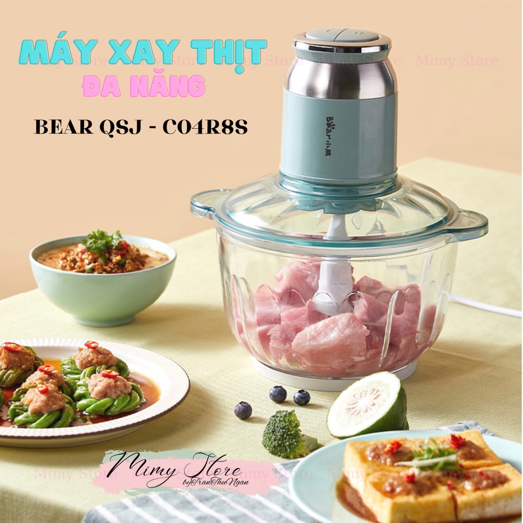 Máy xay thịt, xay rau củ quả Bear dung tích 2.5L cối thuỷ tinh cao cấp chính hãng