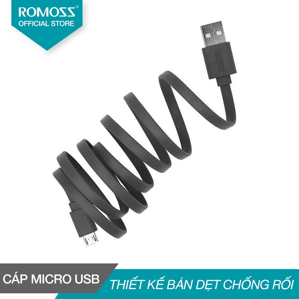 Cáp sạc nhanh micro USB Romoss CB05f dài 1m (Bl) - Hãng phân phối chính thức