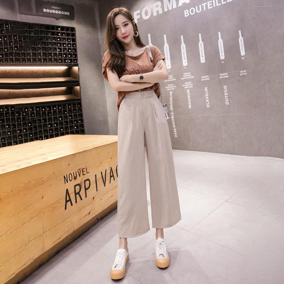 [Mã FAMAYWA giảm 10K đơn 50K] Quần Culottes ống rộng 9 tấc - chất vải đũi xước màu trắng, đen, kem mềm mại mặc cực mát | BigBuy360 - bigbuy360.vn