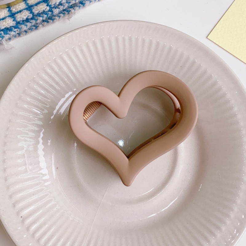 Kẹp Tóc Càng Cua Hình Trái Tim Chống Trượt Màu Nhám Dày Dặn Cho Nữ