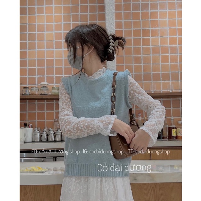 áo gile trơn cổ tròn cánh hoa 0996